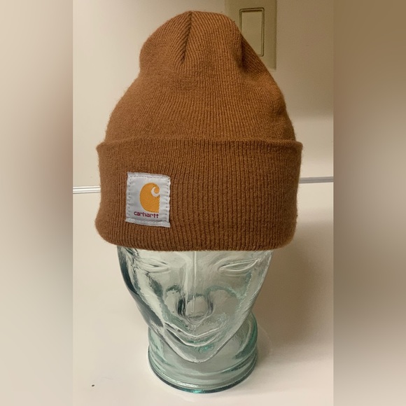 Adult Unisex One Size 100% Acrylic CARHARTT Brown Cuffed Watch Cap Beanie Hat - Picture 9 of 11